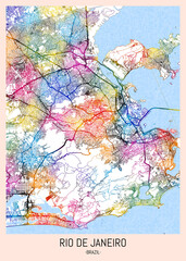 Rio de Janeiro Brazil City Map, district banner, business modern landmark, neighborhood paint travel, hometown downtown design, destination landmark