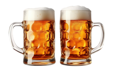 Two fresh, sparkling beers