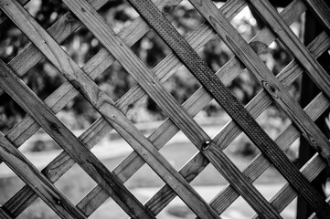 Background of a Wooden Trellis in Black and White.