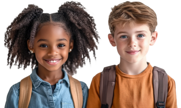 Male and female students carrying backpacks