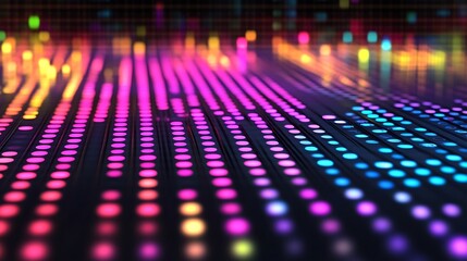 Colorful illuminated dots arranged in parallel lines