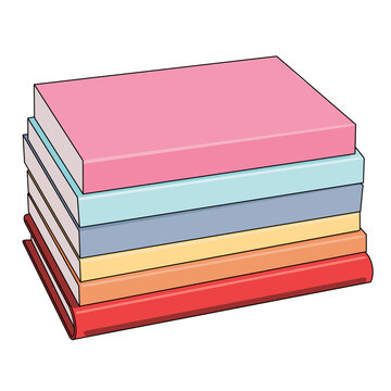 Minimal Multicolored Book Collection in Pastel Colors Isolated in White Background. Education Study Concept Vector Illustration