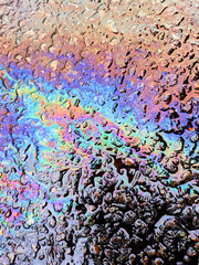 Abstract Oil Petrol Pollution Rainbow Gasoline Leak on Pavement