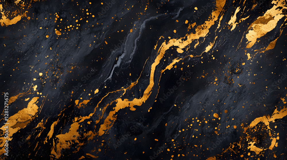 Poster dramatic abstract background with a luxurious gold and black marble texture enhanced by a captivatin