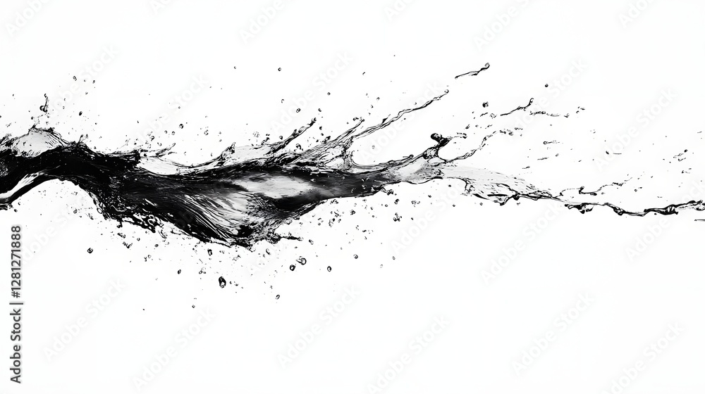 Aufkleber Dramatic abstract monochrome image of a powerful splash wave or explosion of liquid in motion creating a dynamic kinetic and textured composition with a sense of energy force and impact