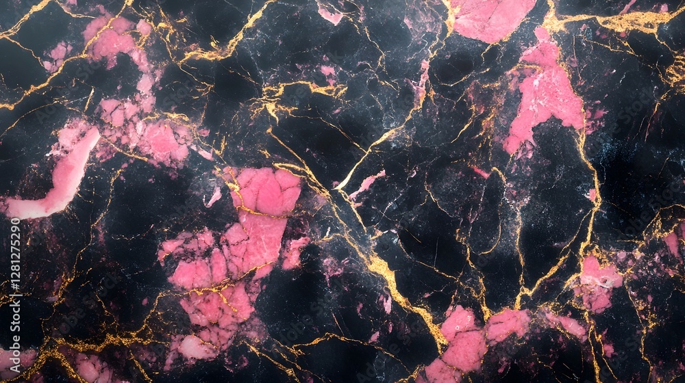 Poster dramatic and captivating abstract marble texture background in shades of pink gold and black ideal f