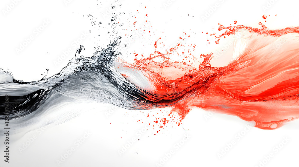 Poster Dramatic and dynamic fluid motion with vibrant red splashes bursts of energy and a sense of explosive movement and visual expression