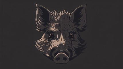 Wild Pig Head Animal Icon Illustration