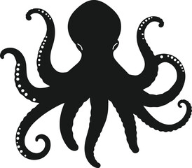 Obraz premium Octopus silhouette vector illustration isolated on white background.