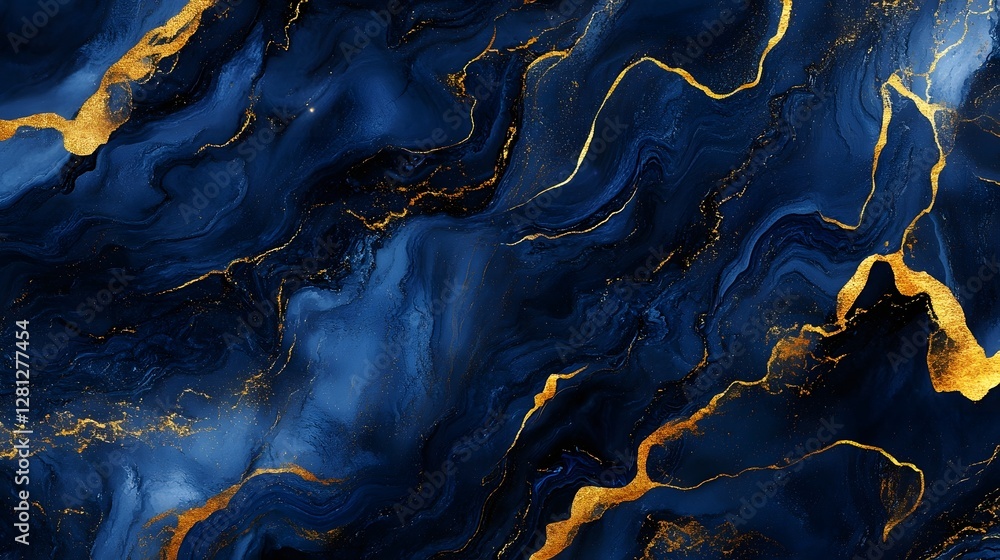 Poster dramatic and fluid abstract marble texture background with a captivating golden splatter pattern and