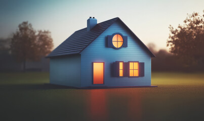 A blue wooden house