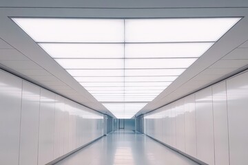 Modern White Corridor With Bright Lighting Design