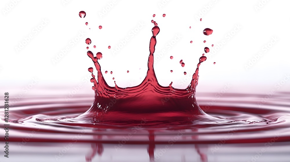 Aufkleber Dramatic and vivid red liquid splash creating a dynamic rippling fluid motion with an abstract conceptual art background  This vibrant intense splash image showcases the beautiful