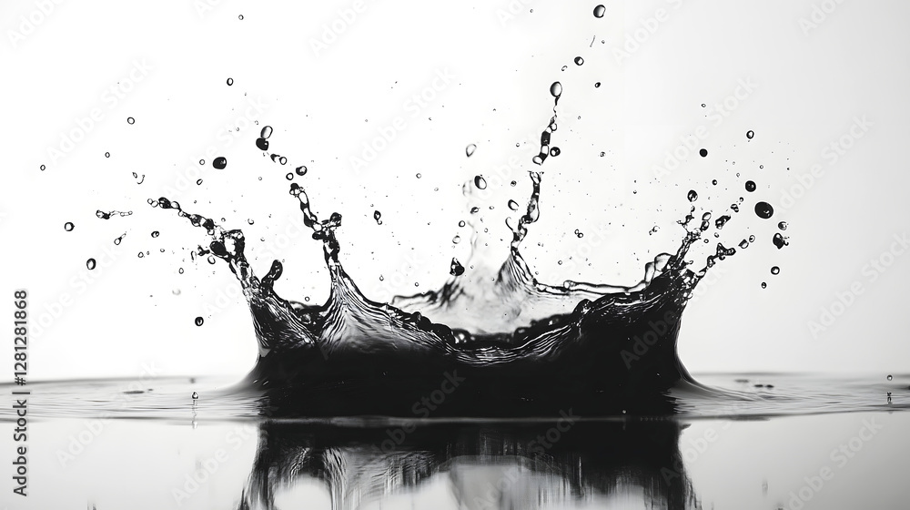 Aufkleber dramatic aquatic splash monochrome abstract liquid dynamics and movement dynamic water splash liquid