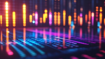 Abstract Digital Data Visualization Neon Lights