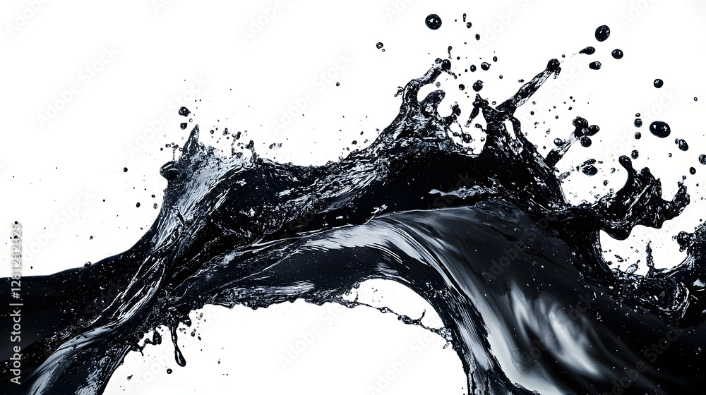 Aufkleber Dramatic black and white image capturing the dynamic motion and energy of a powerful water splash  The monochrome palette and abstract graphic composition create a captivating
