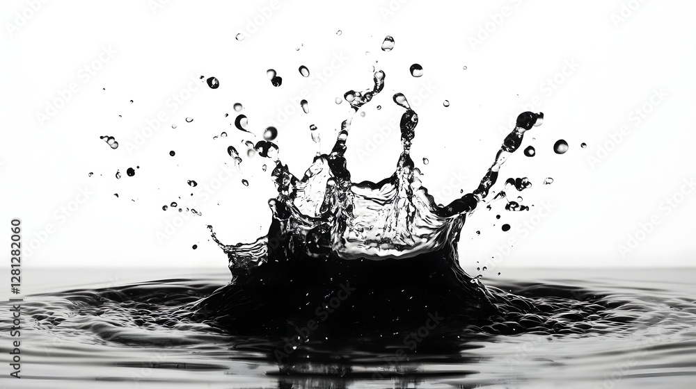 Aufkleber Dramatic black and white image capturing the powerful and dynamic motion of water splashing and creating an visual