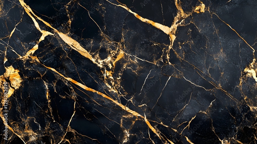 Aufkleber dramatic black and gold marbled textured background with fluid fractal patterns splattered metallic 