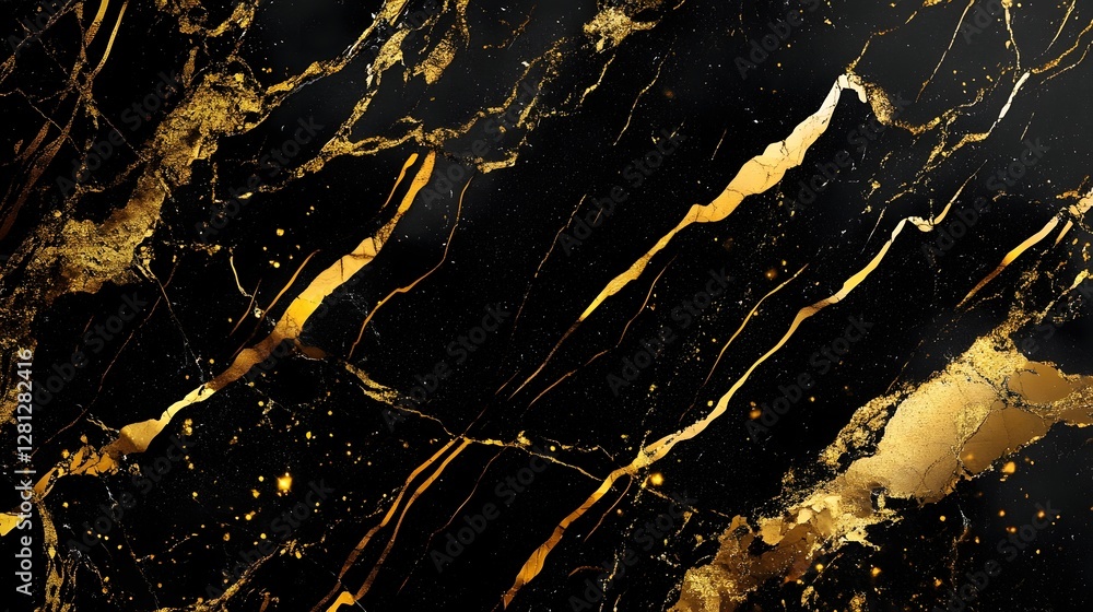 Fototapete Dramatic dark golden marble texture with mesmerizing patterns cracks and grungy golden streaks creating a luxurious sophisticated and captivating wallpaper or background design  Elegant refined