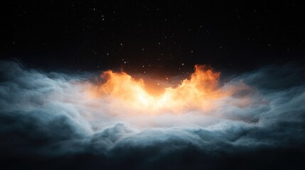 serene expanse of abstract cosmic textures swirling nebulas and shimmering stars against deep black background