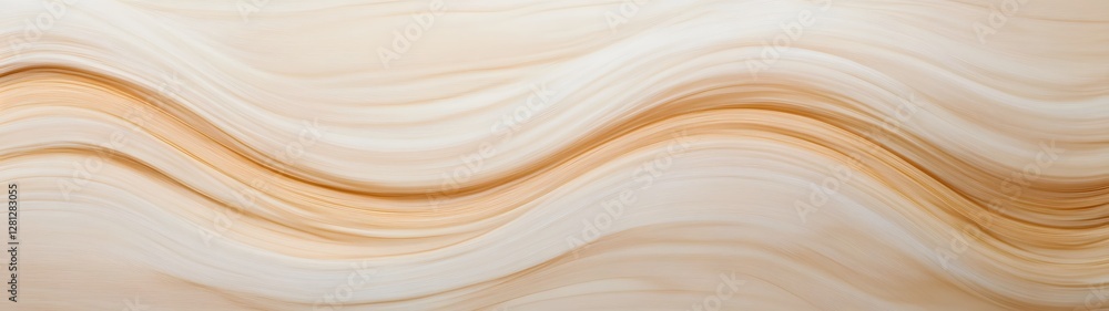 Poster Elegant abstract wavy lines with flowing swirling motion and color gradient in soft warm tones of beige tan and orange  Smooth dynamic backdrop for modern design web and art projects