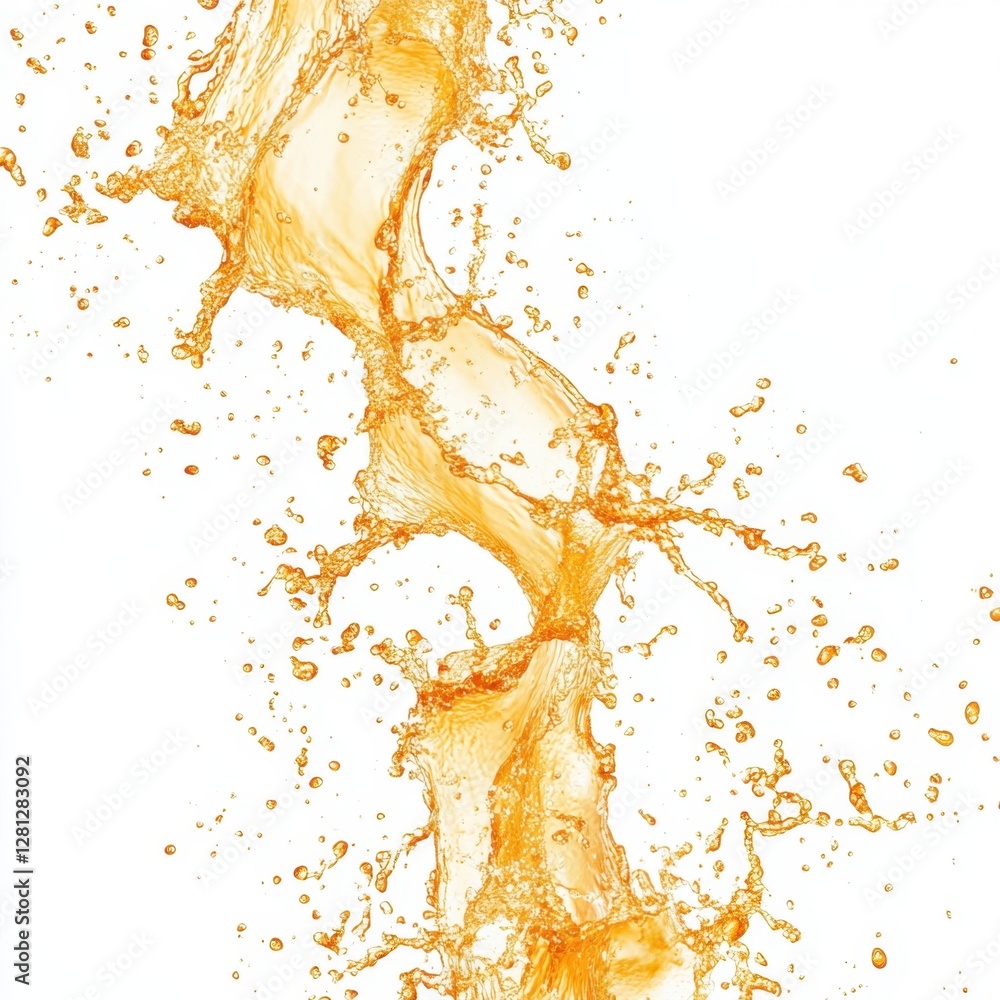 Poster refreshing splash of vibrant orange juice against a clean white backdrop creating a dynamic and ener