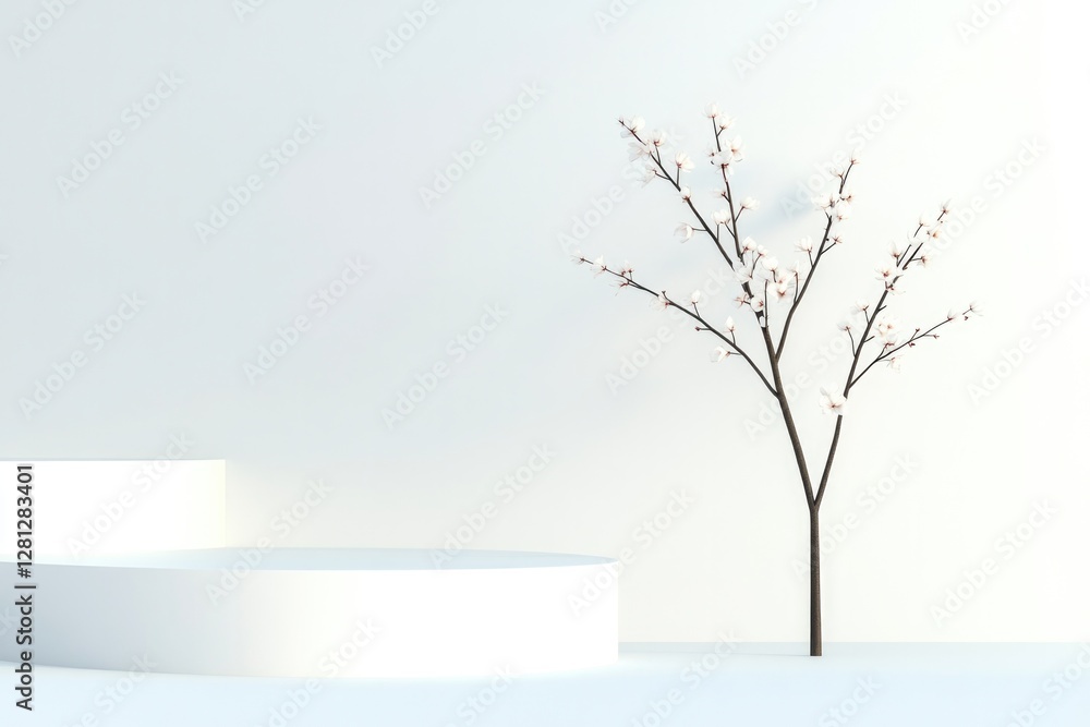 Poster sleek monochrome podium with clean lines and matte surfaces positioned in minimalist setting with am