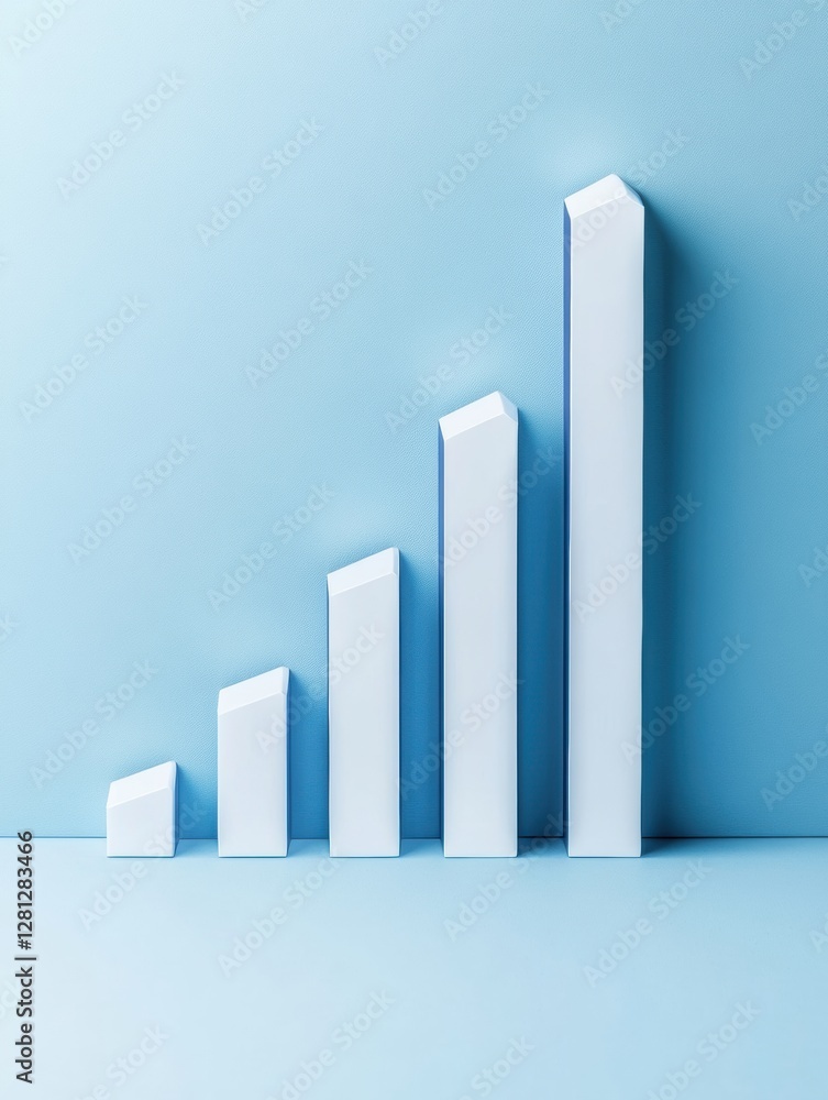 Poster bar chart illustrating sales growth from low figures to exponential increases in a corporate setting