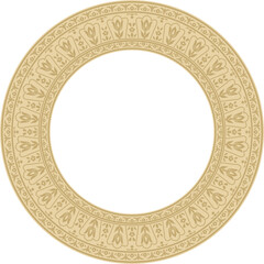 Vector gold round turkish ornament. Endless Ottoman national border, frame, ring