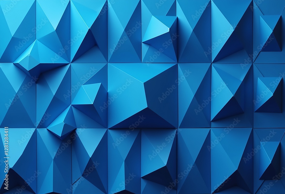 Poster flat blue geometric triangle design: illusion of depth and volume - abstract pattern for backgrounds