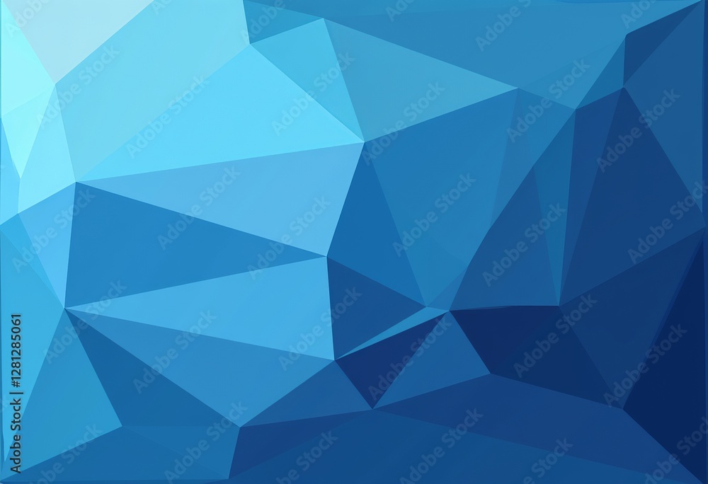 Poster blue flat triangular geometric pattern: depth and volume effect, modern abstract design - ideal for 
