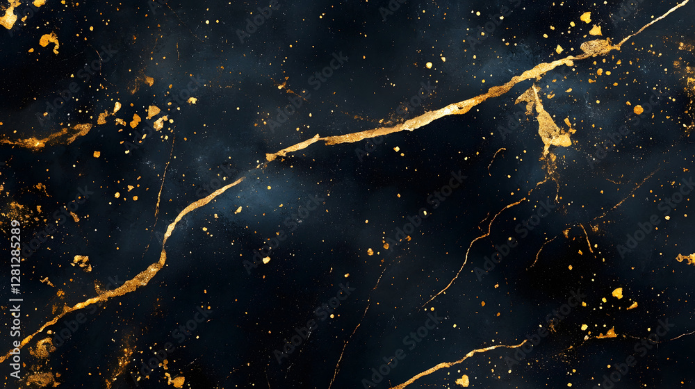 Poster elegant and luxurious golden marble abstract fractal pattern with shimmering glitter splashes ideal 