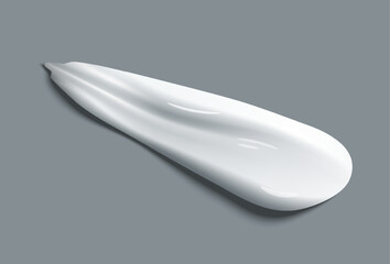 White cream smear on grey background. Vector illustration