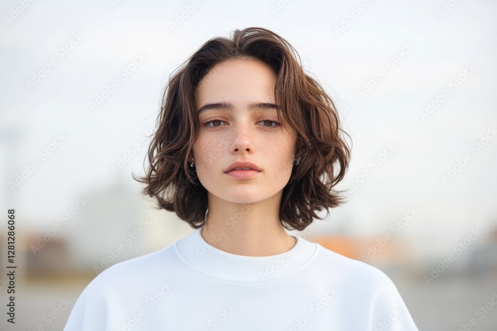 Poster capture spacecore-themed portrait with blurred background