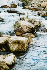 water flowing over rocks