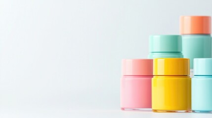 close-up of assorted nail polishes with vibrant colors on white background