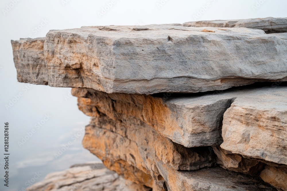 Poster close-up of rugged cliffs and rocks highlighting textures and natural variations with ample copy spa