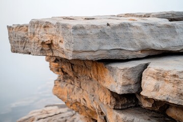 close-up of rugged cliffs and rocks highlighting textures and natural variations with ample copy space above