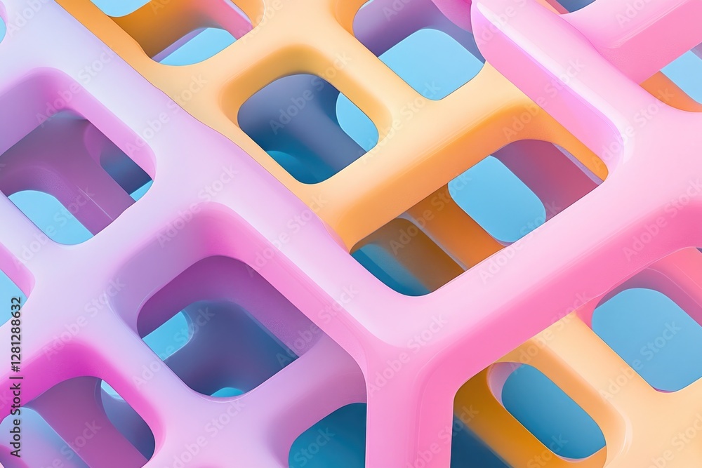 Aufkleber explore mesmerizing seamless 3d texture of interlocking geometric patterns with vibrant fluctuating 