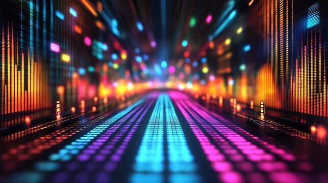 Vibrant Digital Data Stream Abstract Pathway - Powered by Adobe