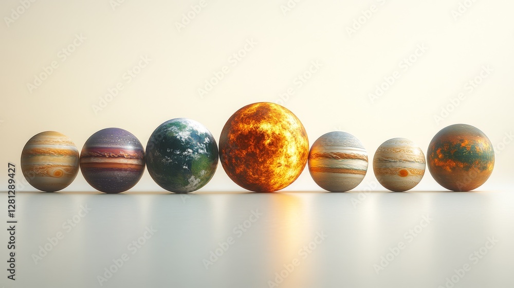 Poster planets model in a row