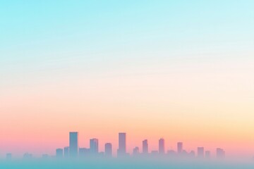 Fototapeta premium silhouette of bustling city skyline at sunrise symbolizing growth in emerging markets with copy space