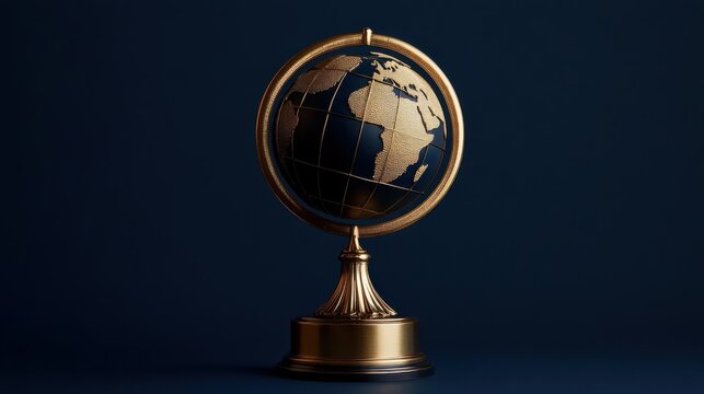 Elegant Gold and Dark Blue Globe on Stand