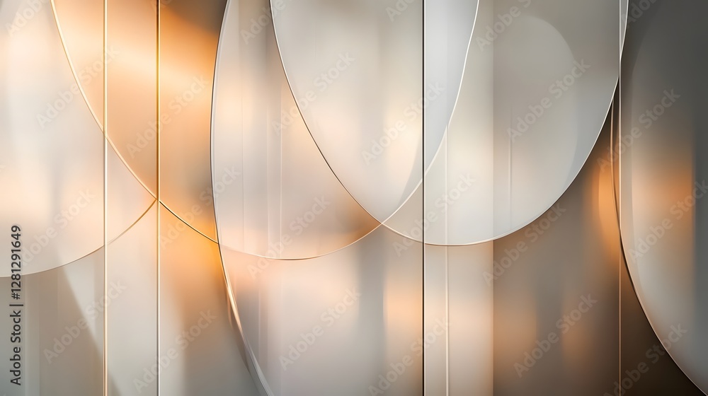 Poster Ethereal and dreamy abstract background with soft glowing curves and shapes in pastel tones creating a calming and serene ambiance