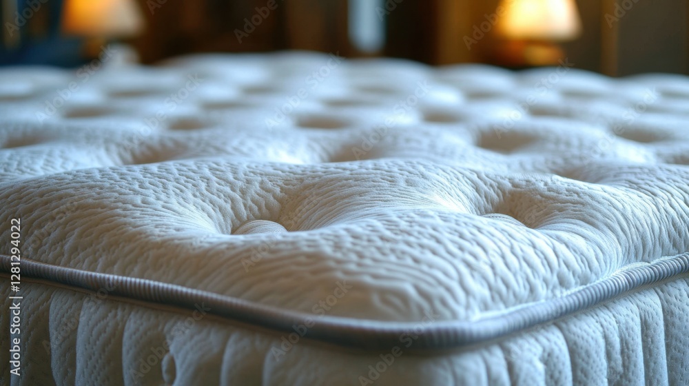 Aufkleber close-up of a luxurious mattress with button tufting and soft texture offering comfort and restful s