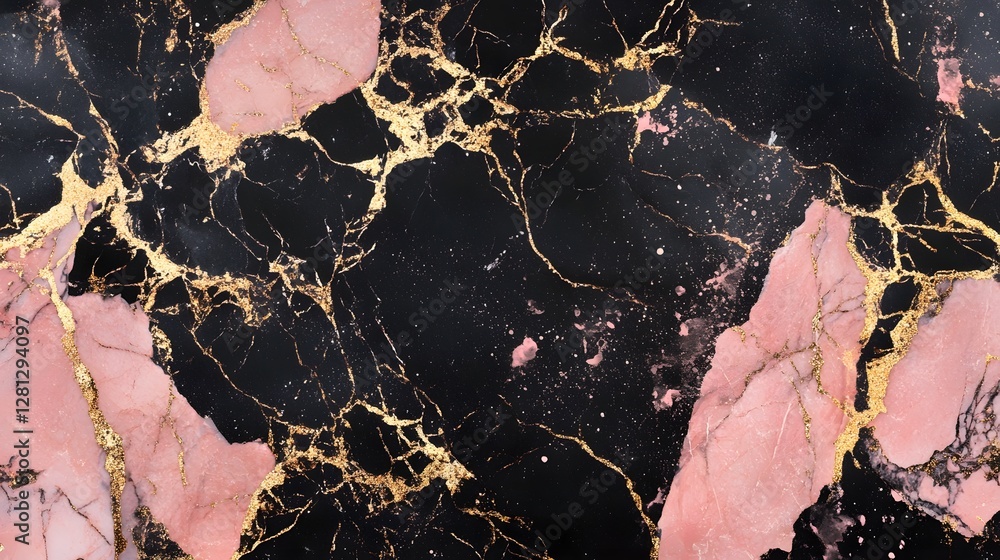 Aufkleber exquisite and mesmerizing marble texture with captivating golden veins and delicate pink hues creati