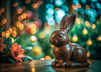 happy easter Day vibe, yummy chocolate rabbit, banner and affiche pub 