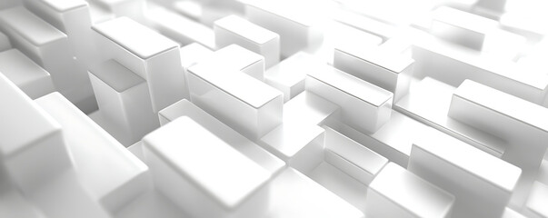 A seamless abstract background featuring a geometric pattern of three-dimensional white rectangular shapes, creating a modern, futuristic, and minimalistic aesthetic.