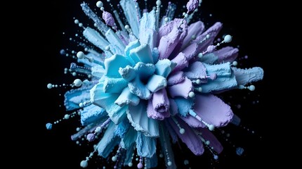 Obraz premium blue paint explosion on black background for artistic and creative designs