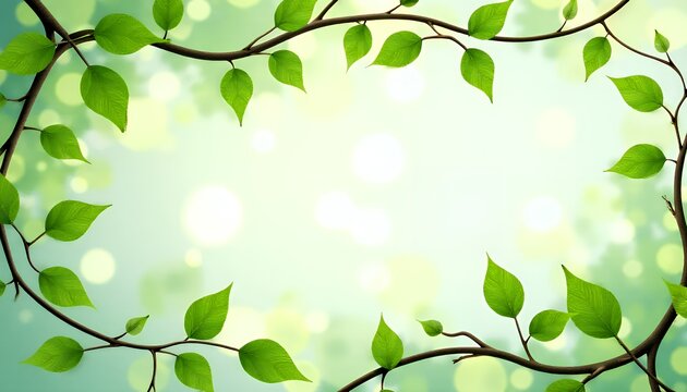 Fresh green leaves and vines intertwining for a natural, springtime feel in design, evoking growth and renewal